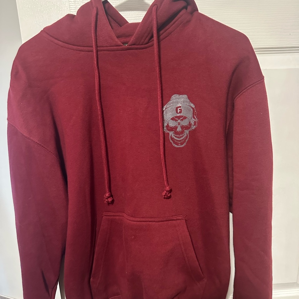 Men's General Fitness Red Hoodie with Skull Design